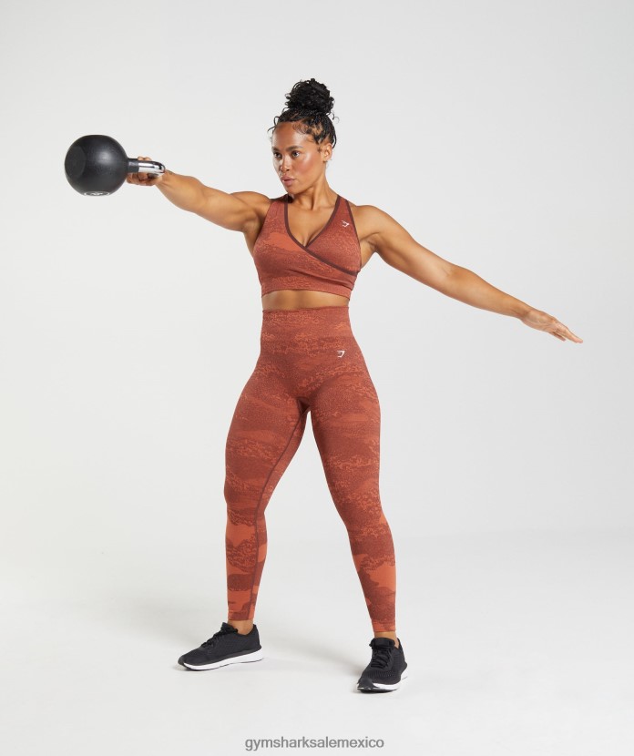 Gymshark adapt leggings de camuflaje sin costuras rojo tormenta/marrón cereza mujer 04BZTL305 - Gymshark México