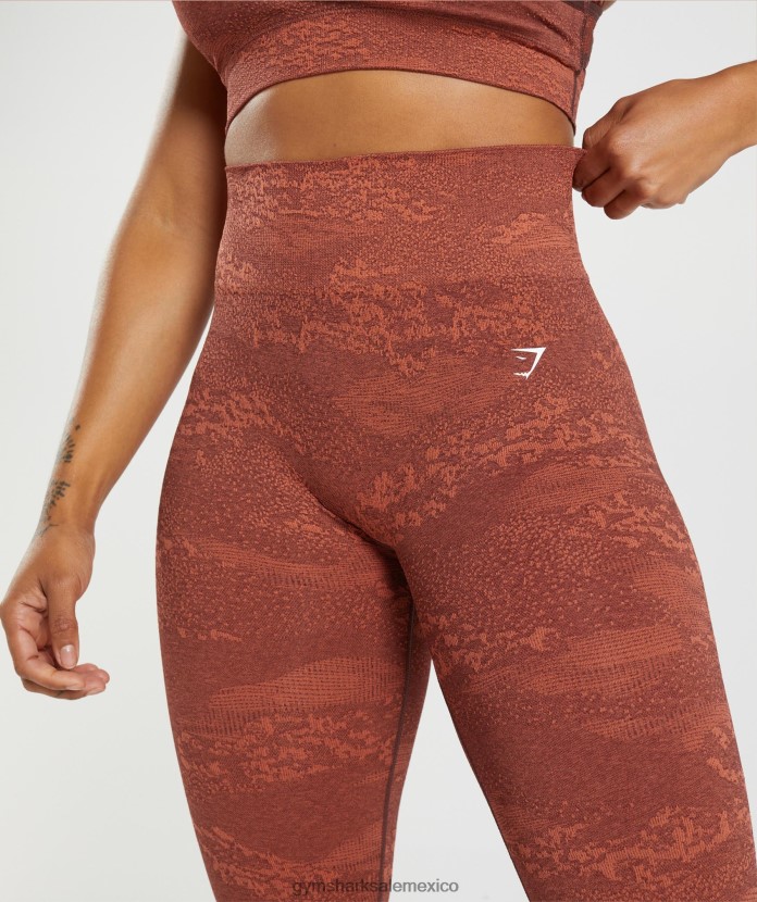 Gymshark adapt leggings de camuflaje sin costuras rojo tormenta/marrón cereza mujer 04BZTL305 - Gymshark México