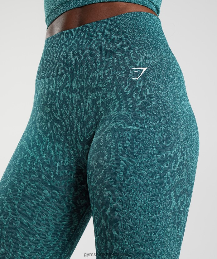 Gymshark adapta leggins sin costuras de animales arrecife | verde azulado de invierno mujer 04BZTL292 - Gymshark Mexico