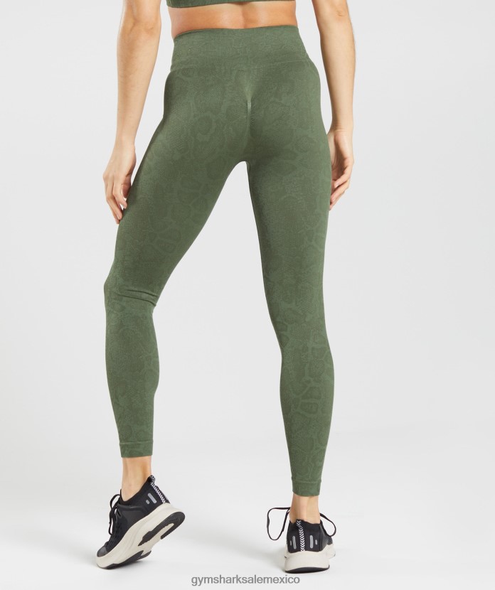 Gymshark adapta leggins sin costuras de animales verde sauce/núcleo de oliva mujer 04BZTL271 - Gymshark Mexico