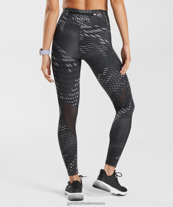 Gymshark leggings deportivos para correr impresión negra mujer 04BZTL328 - Gymshark Mexico