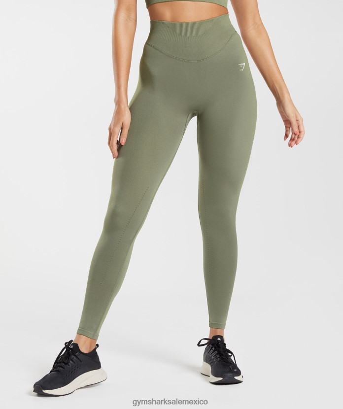 Gymshark leggings deportivos sin costuras aceituna polvorienta mujer 04BZTL263 - Gymshark Mexico