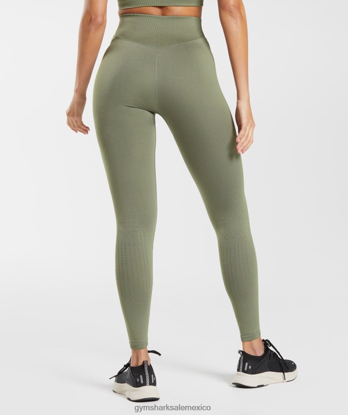 Gymshark leggings deportivos sin costuras aceituna polvorienta mujer 04BZTL263 - Gymshark Mexico