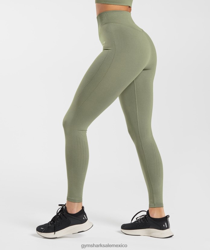Gymshark leggings deportivos sin costuras aceituna polvorienta mujer 04BZTL263 - Gymshark Mexico