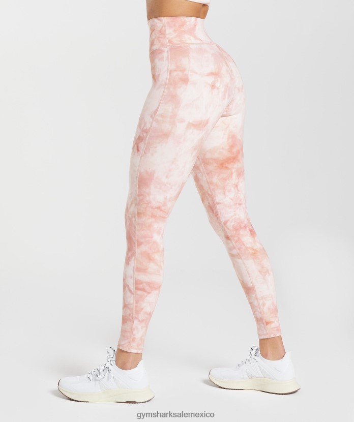 Gymshark leggings elevados con tinte en spray blanco/rosa brumoso/rosa escandinavo mujer 04BZTL266 - Gymshark Sale