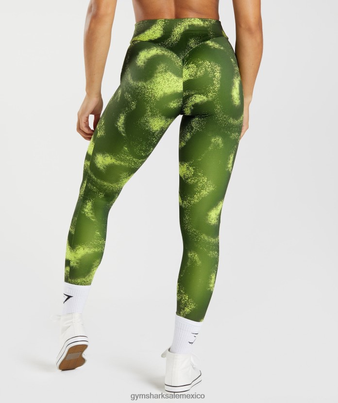 Gymshark leggins gs power originales estampado de oliva musgo mujer 04BZTL293 - Gymshark Sale