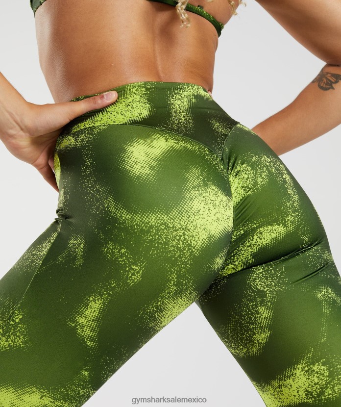 Gymshark leggins gs power originales estampado de oliva musgo mujer 04BZTL293 - Gymshark Sale