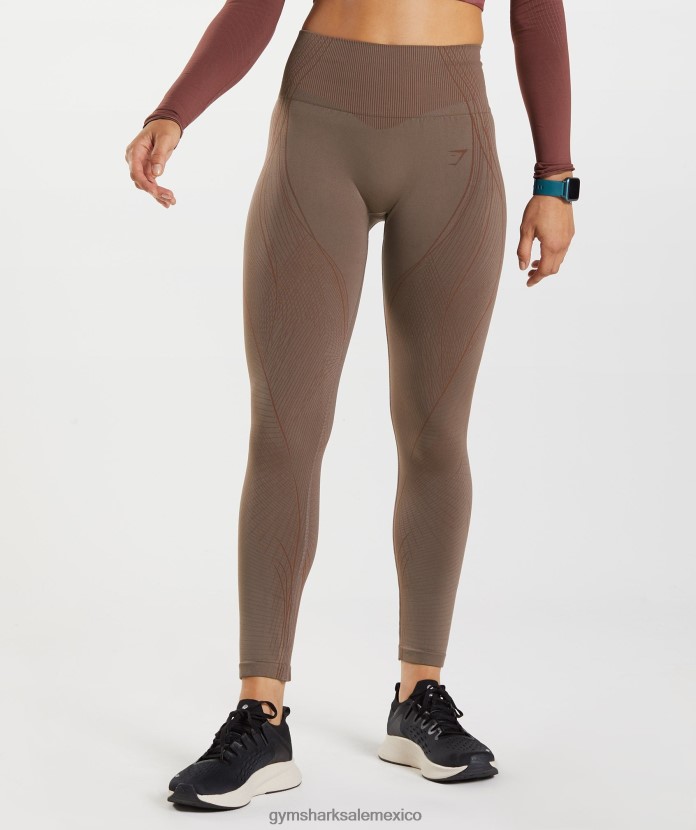 Gymshark leggins sin costuras apex marrón trufa/marrón cereza mujer 04BZTL314 - Gymshark Sale