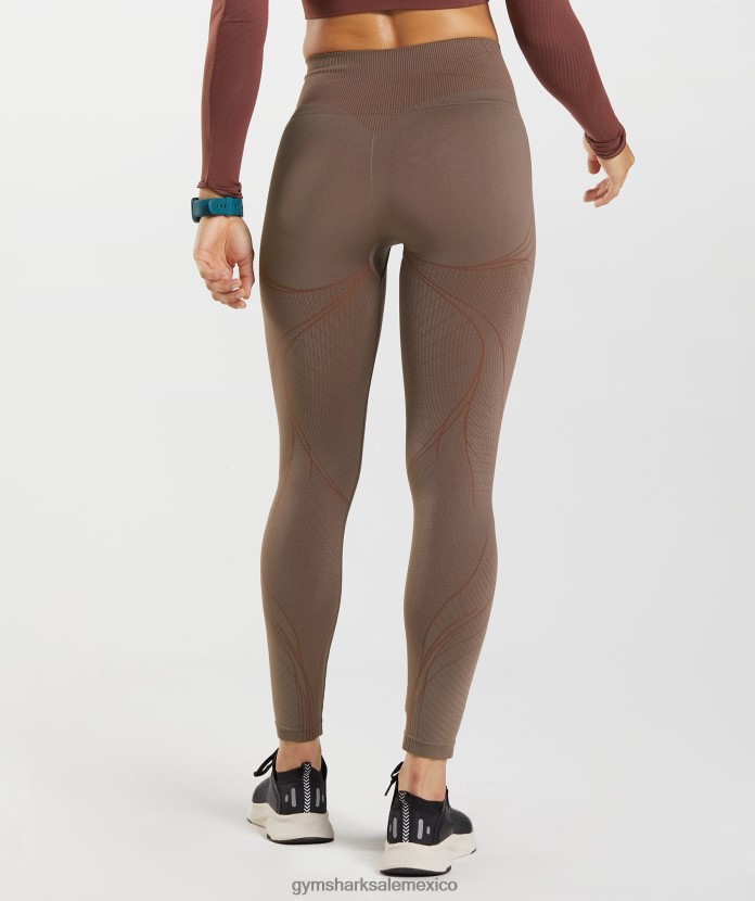 Gymshark leggins sin costuras apex marrón trufa/marrón cereza mujer 04BZTL314 - Gymshark Sale
