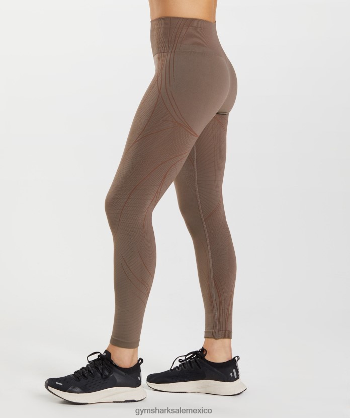 Gymshark leggins sin costuras apex marrón trufa/marrón cereza mujer 04BZTL314 - Gymshark Sale