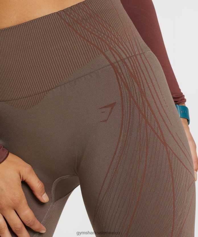 Gymshark leggins sin costuras apex marrón trufa/marrón cereza mujer 04BZTL314 - Gymshark Sale