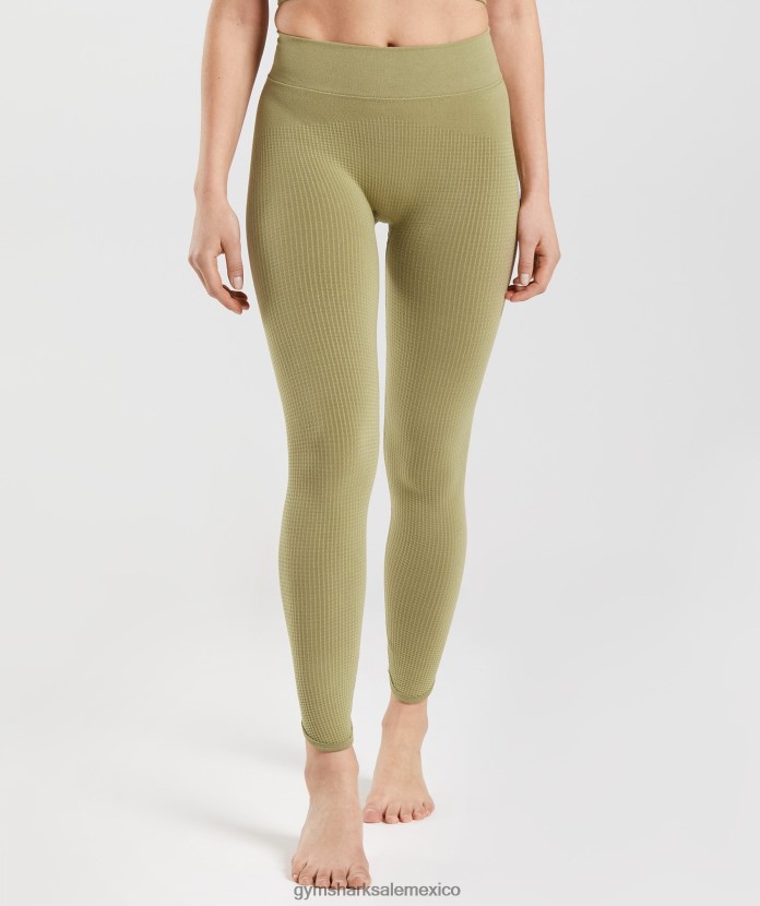 Gymshark pausa leggings sin costuras grifo verde mujer 04BZTL333 - Gymshark Mexico