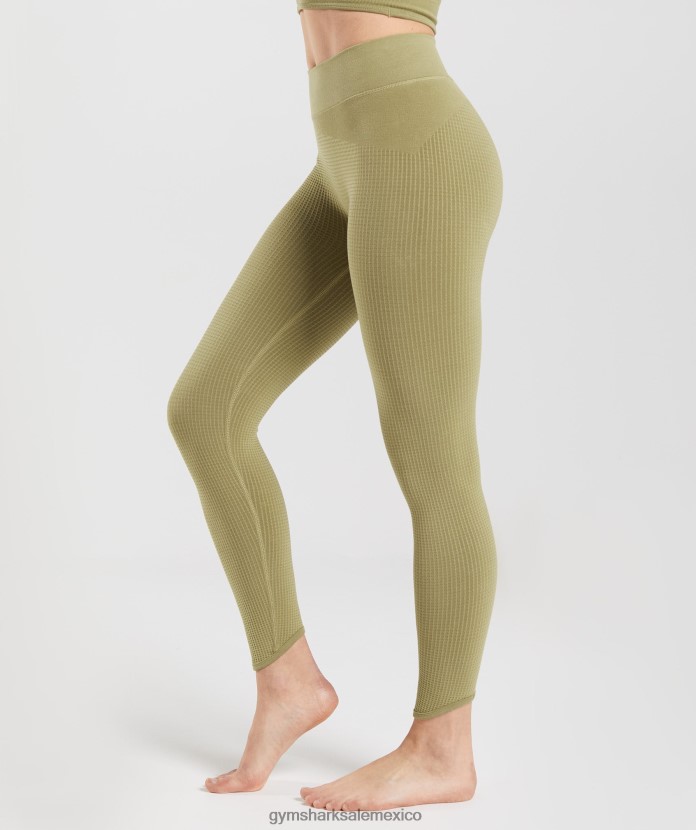 Gymshark pausa leggings sin costuras grifo verde mujer 04BZTL333 - Gymshark Mexico