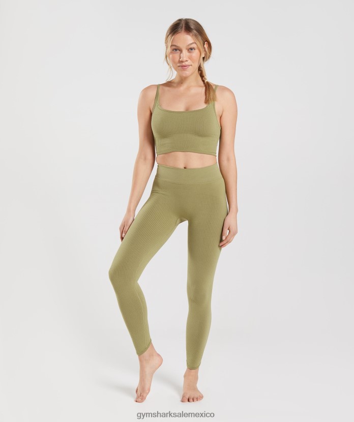 Gymshark pausa leggings sin costuras grifo verde mujer 04BZTL333 - Gymshark Mexico