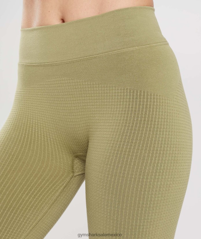 Gymshark pausa leggings sin costuras grifo verde mujer 04BZTL333 - Gymshark Mexico