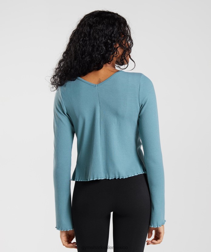Gymshark cárdigan de pausa azul carbonizado mujer 04BZTL373 - Gymshark Mujer