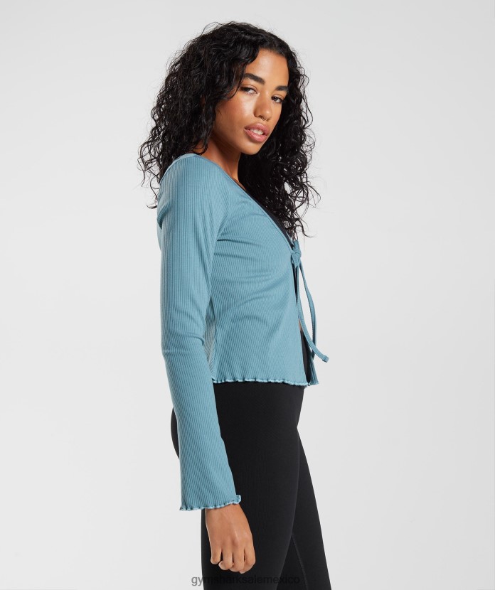 Gymshark cárdigan de pausa azul carbonizado mujer 04BZTL373 - Gymshark Mujer