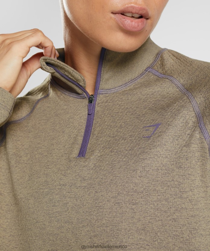 Gymshark camiseta de calentamiento de manga larga 315 Marrón cemento/marga púrpura mercurio mujer 04BZTL403 - Gymshark Mujer