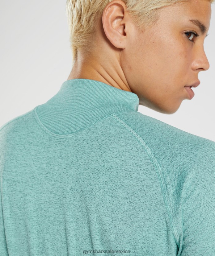 Gymshark camiseta de calentamiento de manga larga 315 azul perla/verde azulado invierno mujer 04BZTL394 - Gymshark Mexico