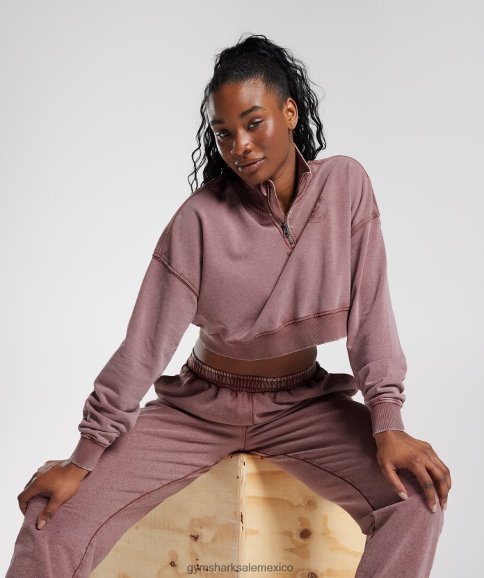 Gymshark colegial 1/4 zip granate polvoriento mujer 04BZTL376 - Gymshark México