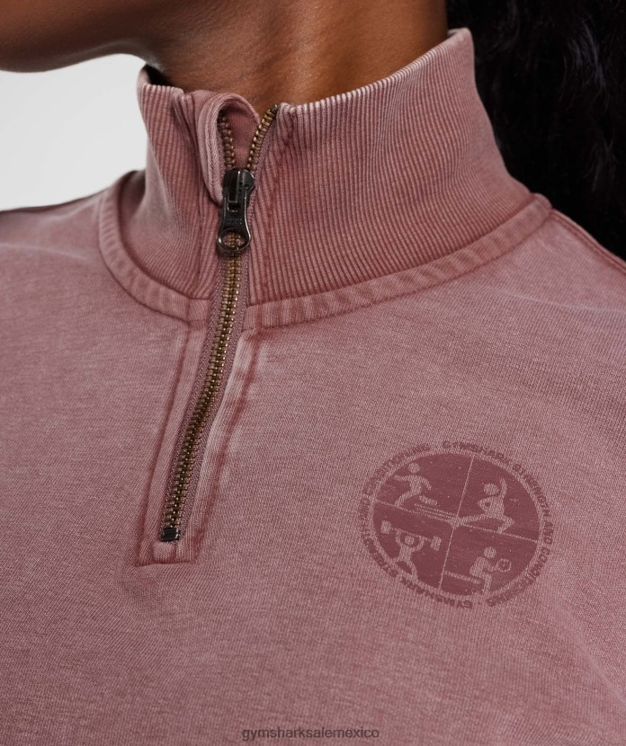 Gymshark colegial 1/4 zip granate polvoriento mujer 04BZTL376 - Gymshark México