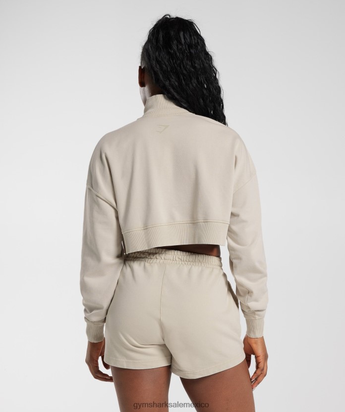 Gymshark colegial 1/4 zip marrón hongo mujer 04BZTL380 - Gymshark Sale