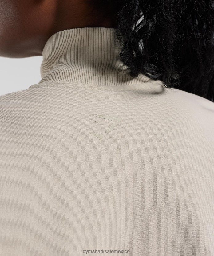 Gymshark colegial 1/4 zip marrón hongo mujer 04BZTL380 - Gymshark Sale