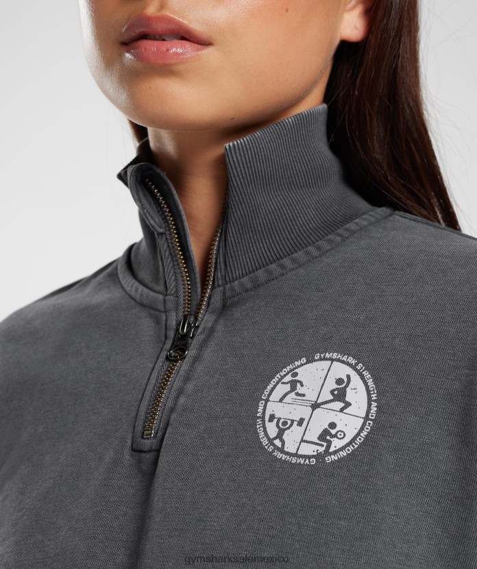 Gymshark colegial 1/4 zip silueta gris mujer 04BZTL387 - Gymshark Hombre