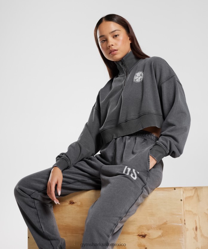 Gymshark colegial 1/4 zip silueta gris mujer 04BZTL387 - Gymshark Hombre