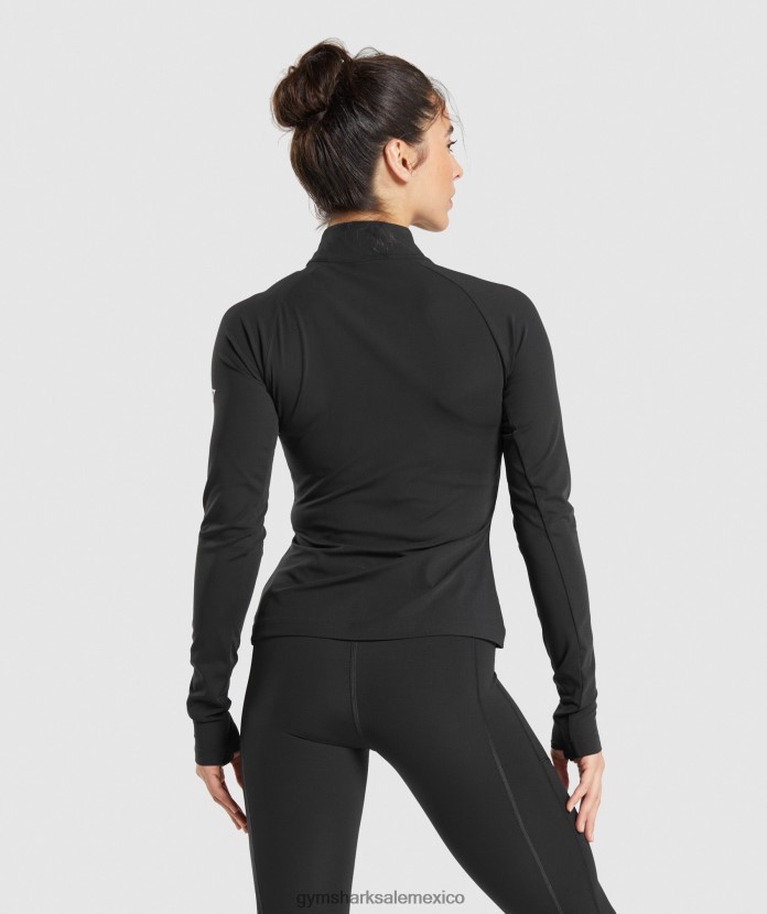 Gymshark corriendo 1/4 zip negro mujer 04BZTL349 - Gymshark Mexico