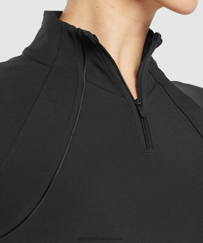 Gymshark corriendo 1/4 zip negro mujer 04BZTL349 - Gymshark Mexico