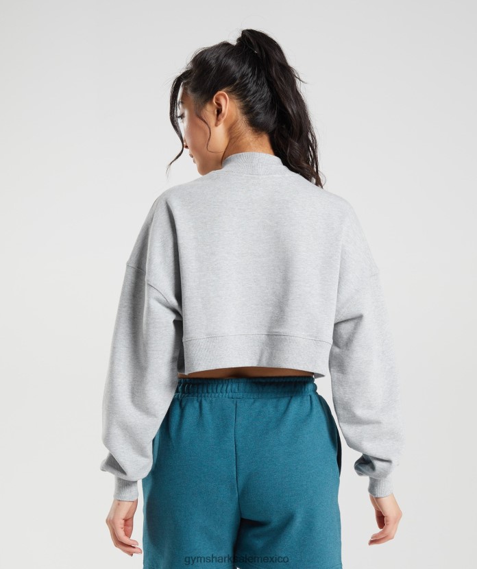 Gymshark jersey corto con sudadera para el día de descanso Marga gris claro mujer 04BZTL370 - Gymshark Sale