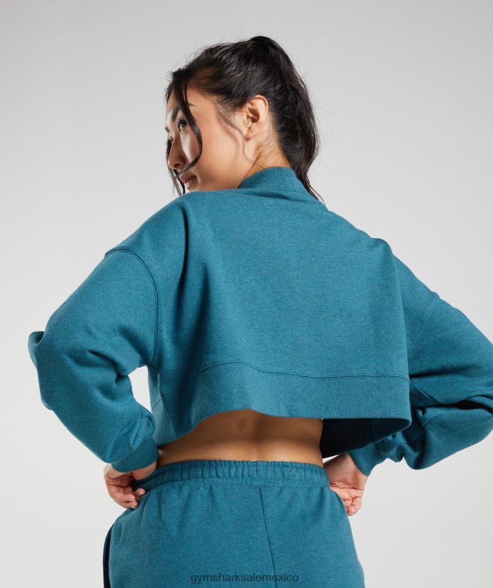 Gymshark jersey corto con sudadera para el día de descanso marga azul acero mujer 04BZTL365 - Gymshark Sale
