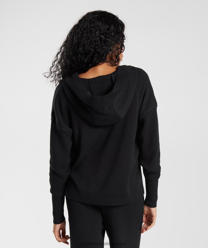 Gymshark pausa sudadera con capucha de punto negro/gris ónix mujer 04BZTL353 - Gymshark Mujer