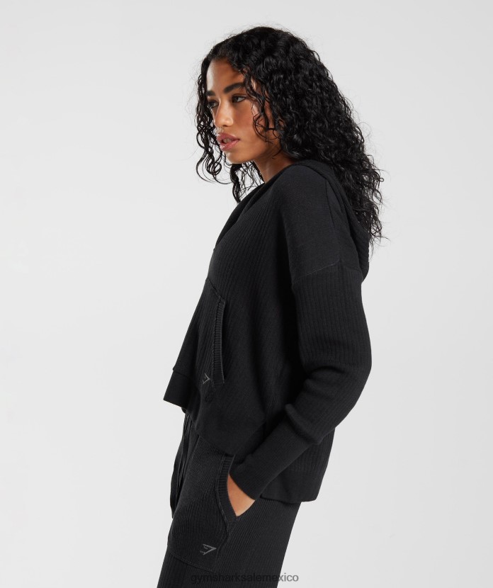 Gymshark pausa sudadera con capucha de punto negro/gris ónix mujer 04BZTL353 - Gymshark Mujer