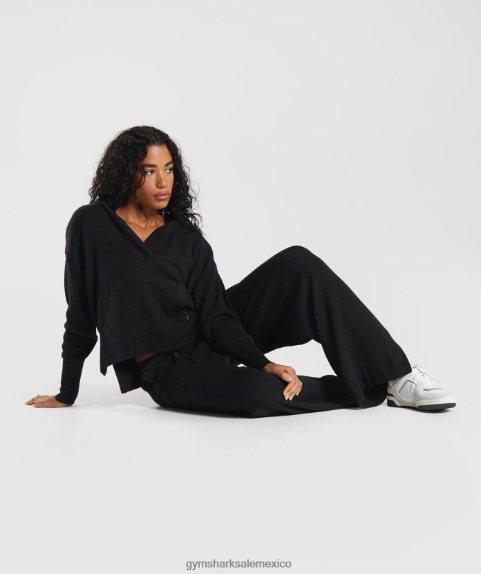 Gymshark pausa sudadera con capucha de punto negro/gris ónix mujer 04BZTL353 - Gymshark Mujer