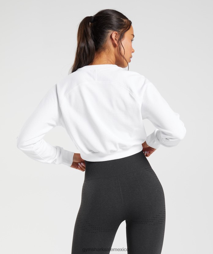 Gymshark suéter corto de entrenamiento blanco mujer 04BZTL405 - Gymshark Sale