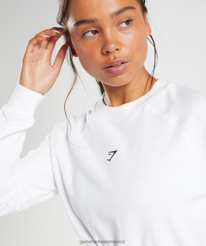 Gymshark suéter corto de entrenamiento blanco mujer 04BZTL405 - Gymshark Sale