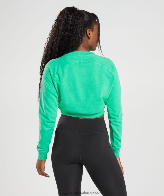 Gymshark suéter corto de entrenamiento verde tropical mujer 04BZTL393 - Gymshark Mujer
