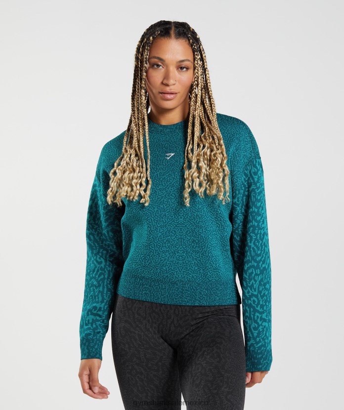 Gymshark sudadera adapt animal arrecife | verde azulado de invierno mujer 04BZTL374 - Gymshark Mexico