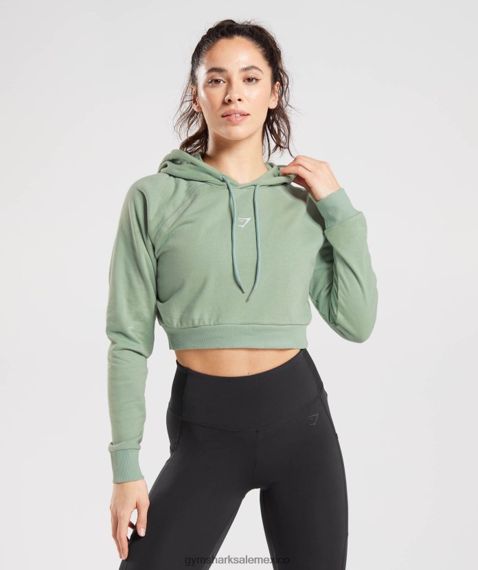 Gymshark sudadera con capucha corta de entrenamiento verde salvia del desierto mujer 04BZTL357 - Gymshark Hombre