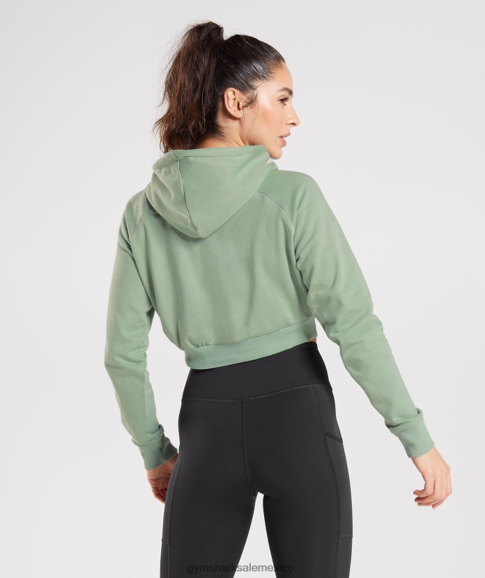 Gymshark sudadera con capucha corta de entrenamiento verde salvia del desierto mujer 04BZTL357 - Gymshark Hombre