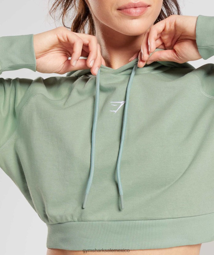 Gymshark sudadera con capucha corta de entrenamiento verde salvia del desierto mujer 04BZTL357 - Gymshark Hombre