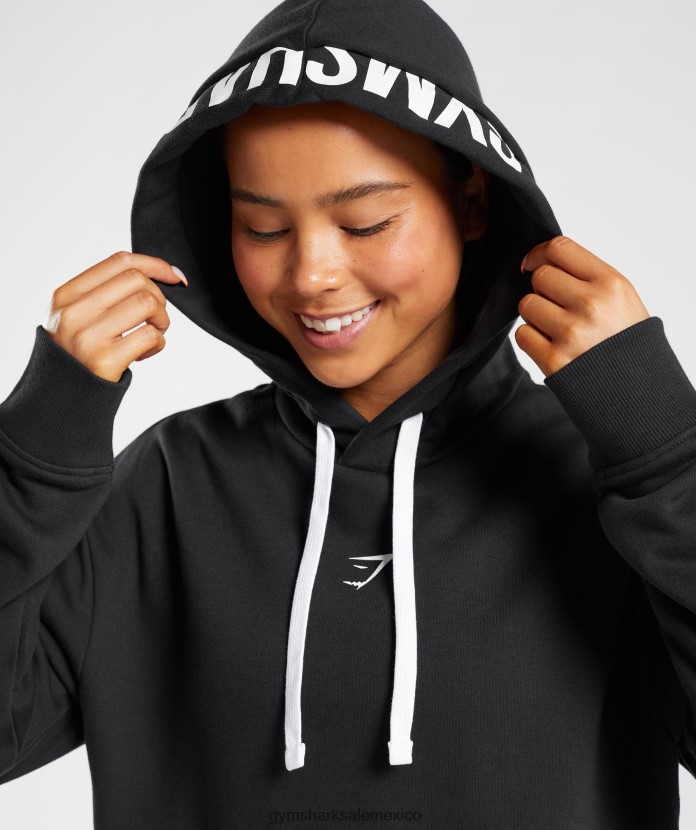 Gymshark sudadera con capucha de fraccion negro/blanco mujer 04BZTL386 - Gymshark México