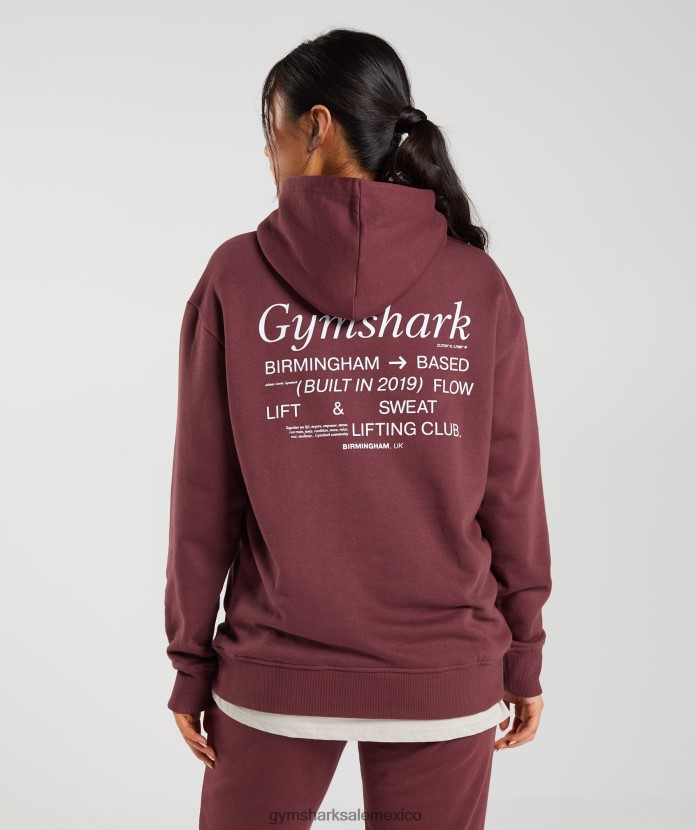 Gymshark sudadera con capucha extragrande del club social marrón cereza mujer 04BZTL398 - Gymshark Mujer