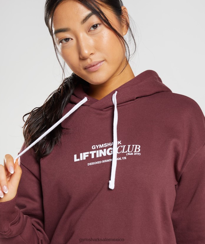 Gymshark sudadera con capucha extragrande del club social marrón cereza mujer 04BZTL398 - Gymshark Mujer