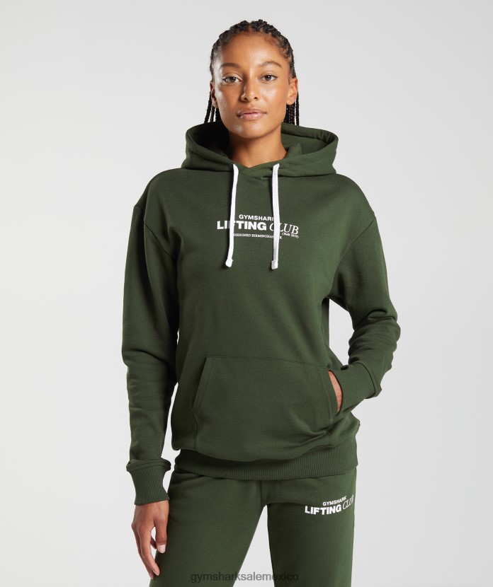 Gymshark sudadera con capucha extragrande del club social musgo de oliva mujer 04BZTL378 - Gymshark Mujer
