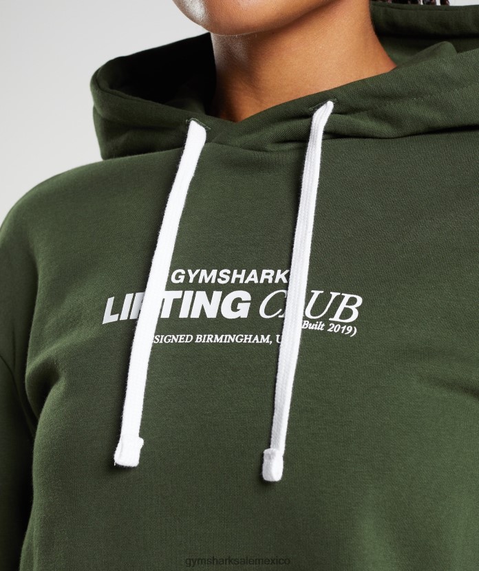 Gymshark sudadera con capucha extragrande del club social musgo de oliva mujer 04BZTL378 - Gymshark Mujer