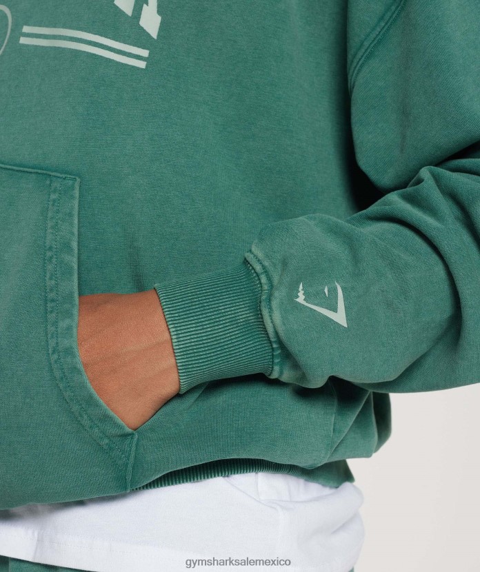 Gymshark sudadera con capucha extragrande universitaria tinta verde azulado mujer 04BZTL392 - Gymshark Hombre