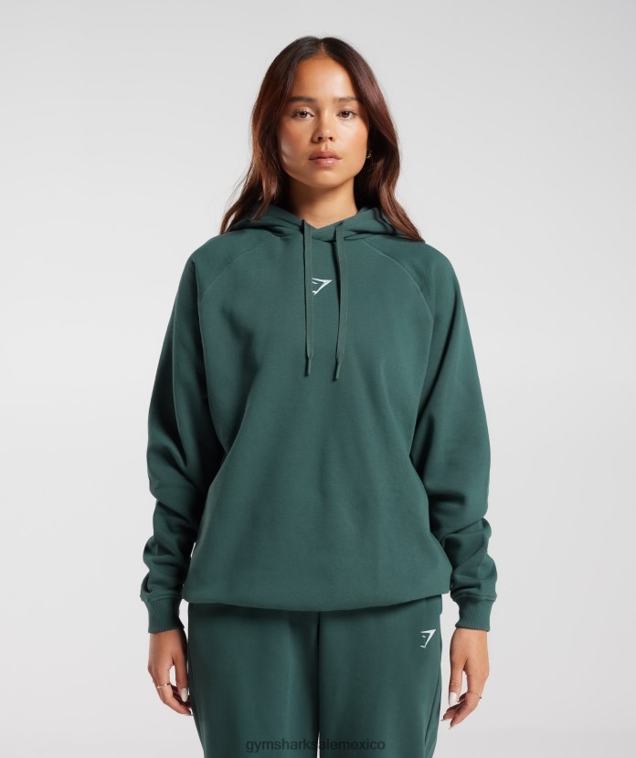 Gymshark sudadera con capucha oversize de polar para entrenamiento niebla verde mujer 04BZTL346 - Gymshark México